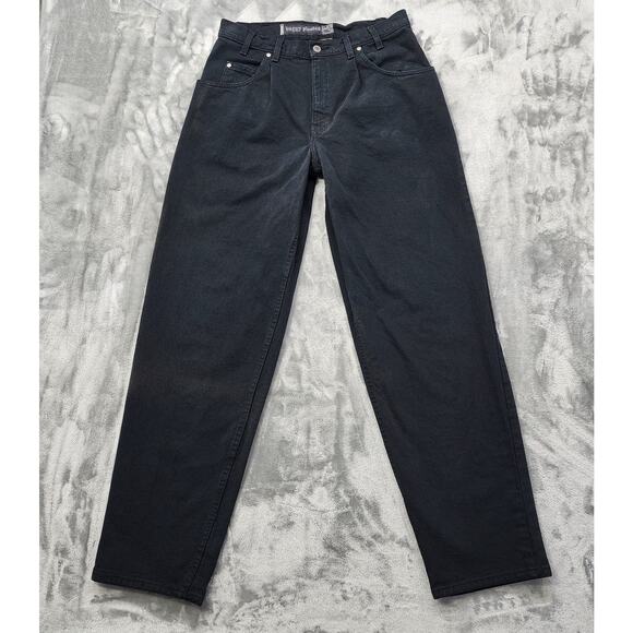 Vintage Levi's Silver Tab Jeans Mens W34 L34 Black Baggy Pleated Tapered Denim - Picture 1 of 14
